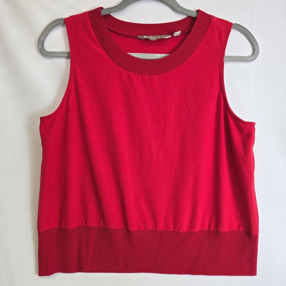 Athleta Zephyr Shell Crop Tank Top Ribbed Hem Lightweight Athleisure Red Small